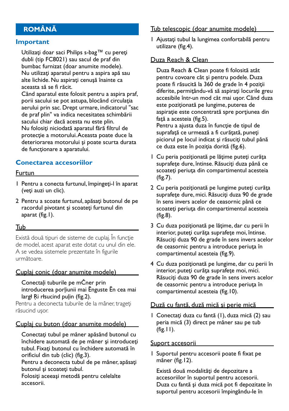 Română 14 | Philips FC9100 User Manual | Page 14 / 64