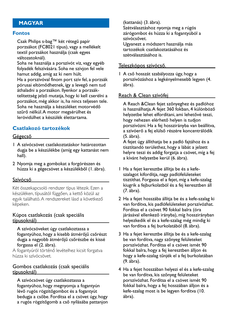 Magyar 27 | Philips FC9100 User Manual | Page 27 / 64