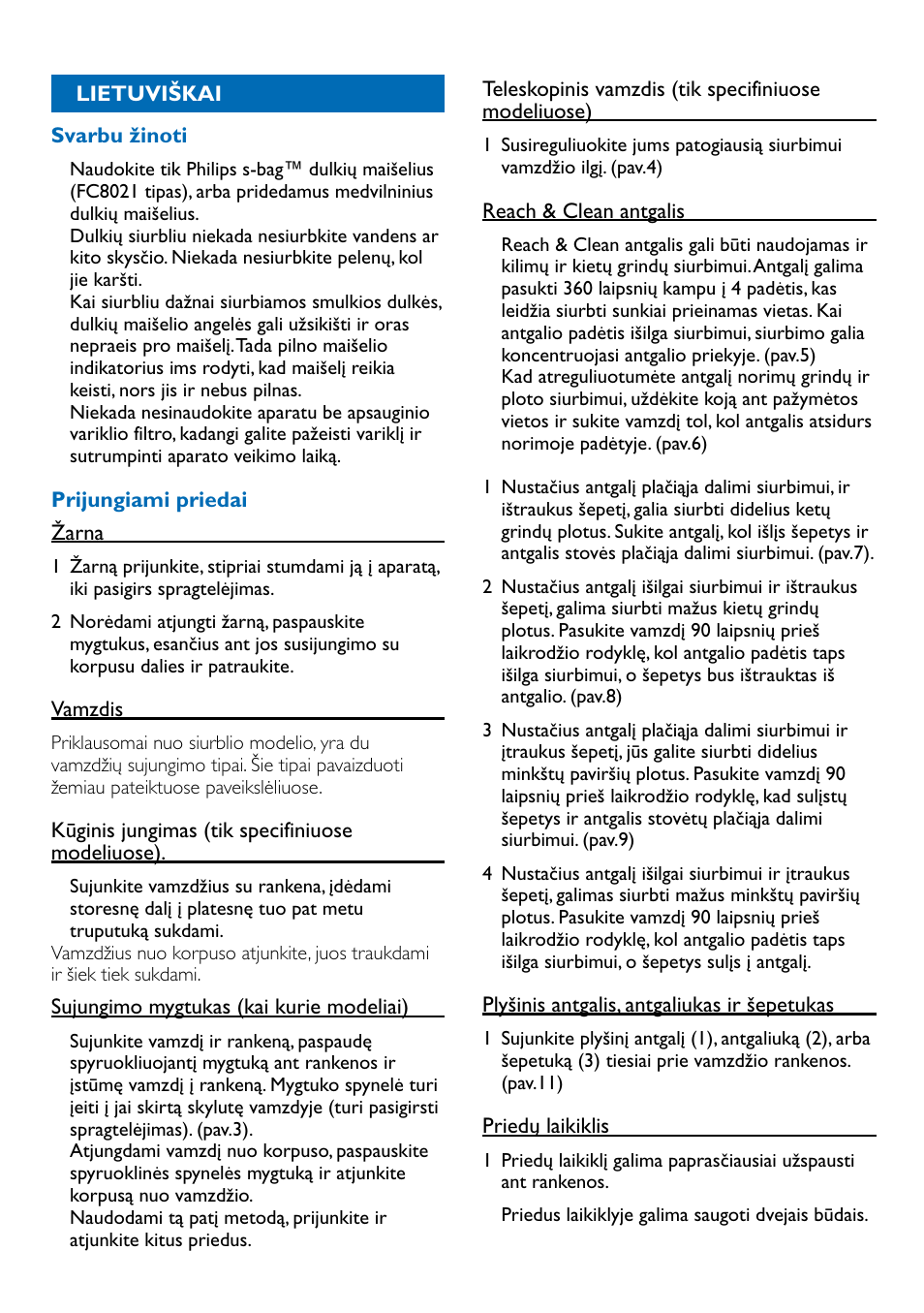 Lietuviškai 51 | Philips FC9100 User Manual | Page 51 / 64