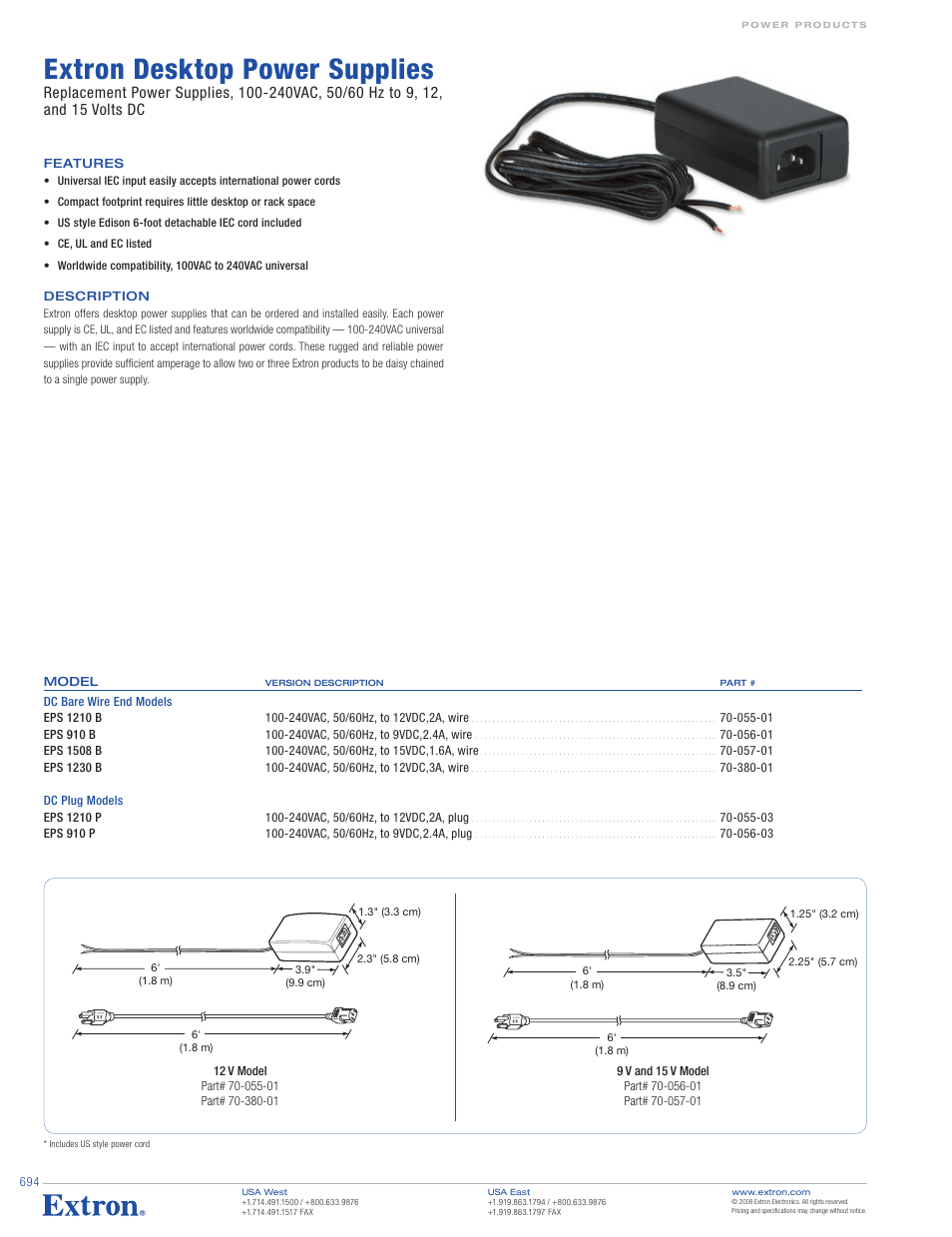 Extron electronic EPS 1210 P User Manual | 1 page