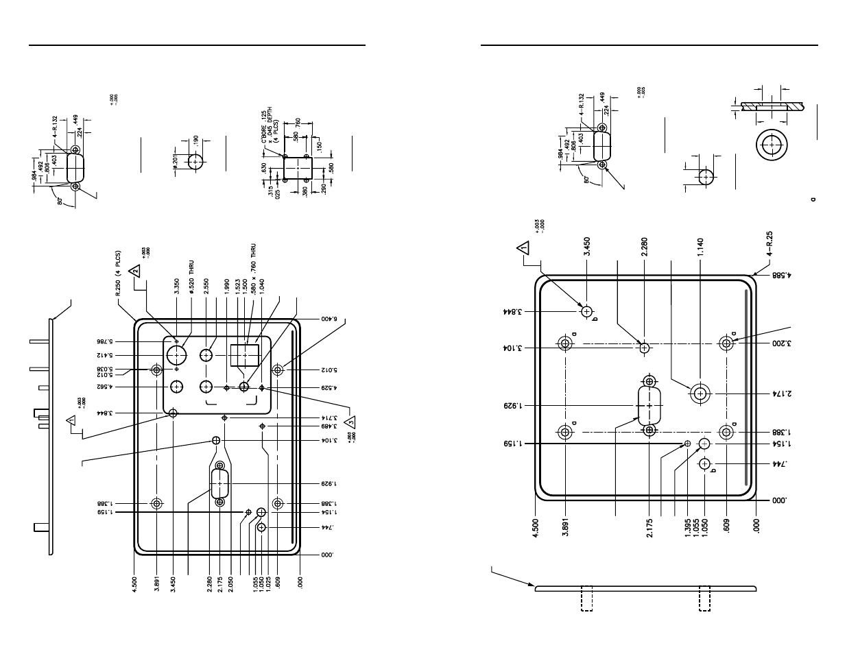 Dimensions, cont’d, Rgb 406 panel dimensions, Rgb 404 panel dimensions | Extr on, Rgb 400 series dimensions | Extron Electronics RGB 400 Series User Manual | Page 25 / 31