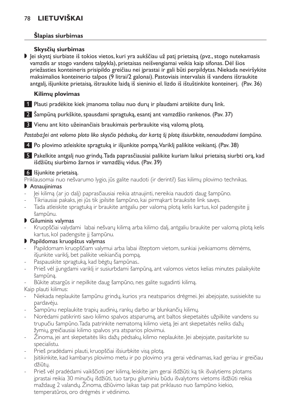 Kilimų plovimas | Philips HR6835 User Manual | Page 78 / 178
