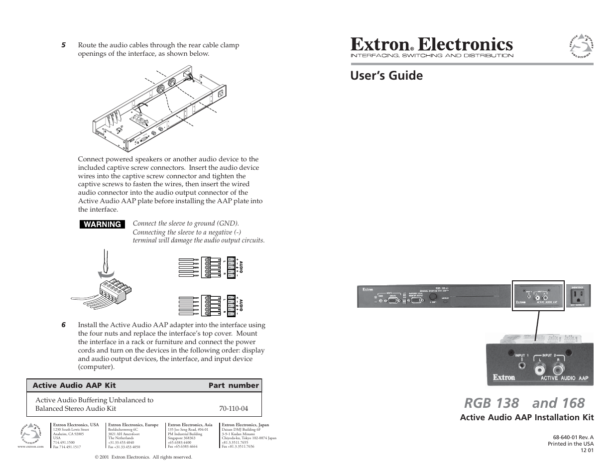 Extron Electronics RGB 138xi User Manual | 2 pages