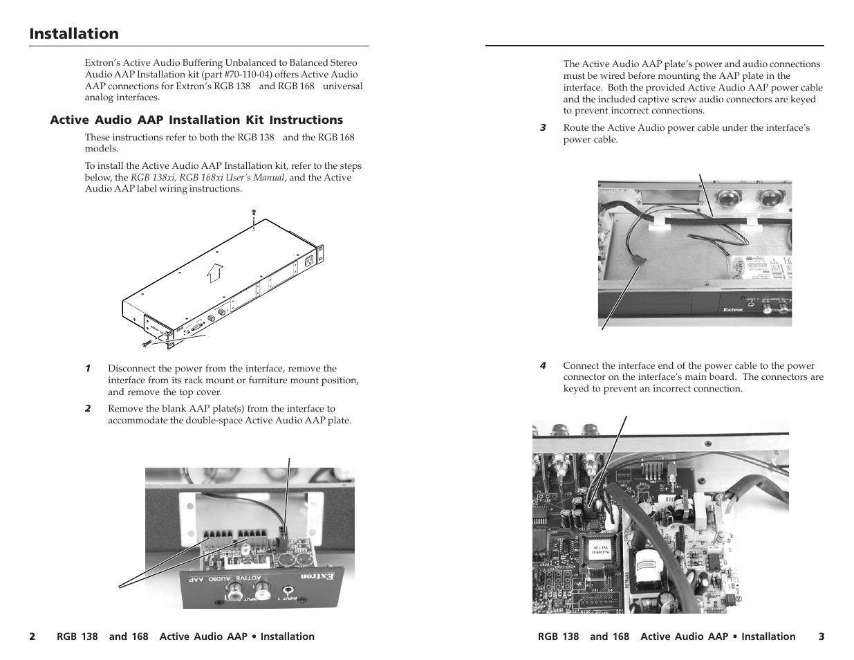 Installation | Extron Electronics RGB 138xi User Manual | Page 2 / 2