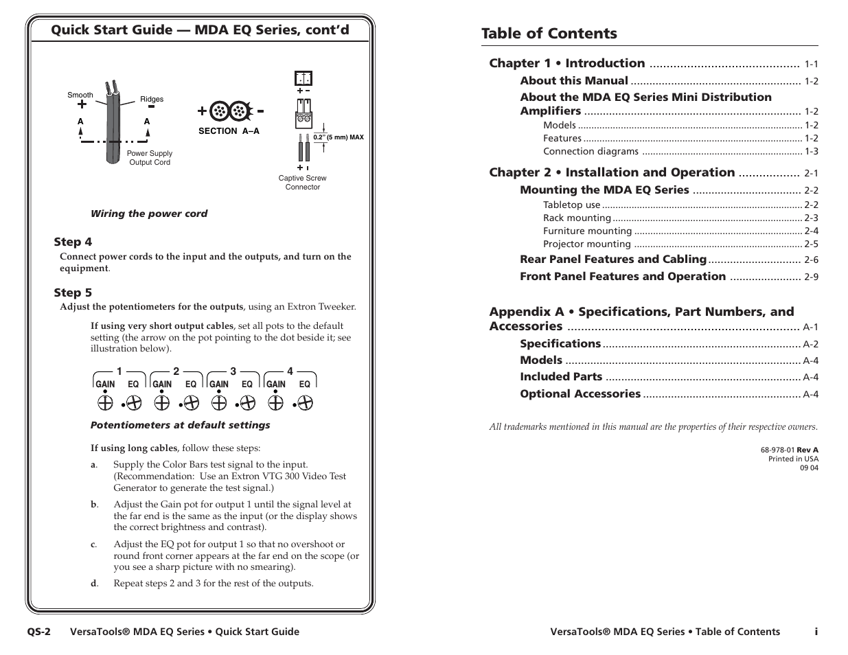 Extron electronic MDA 2V EQ User Manual | Page 4 / 14