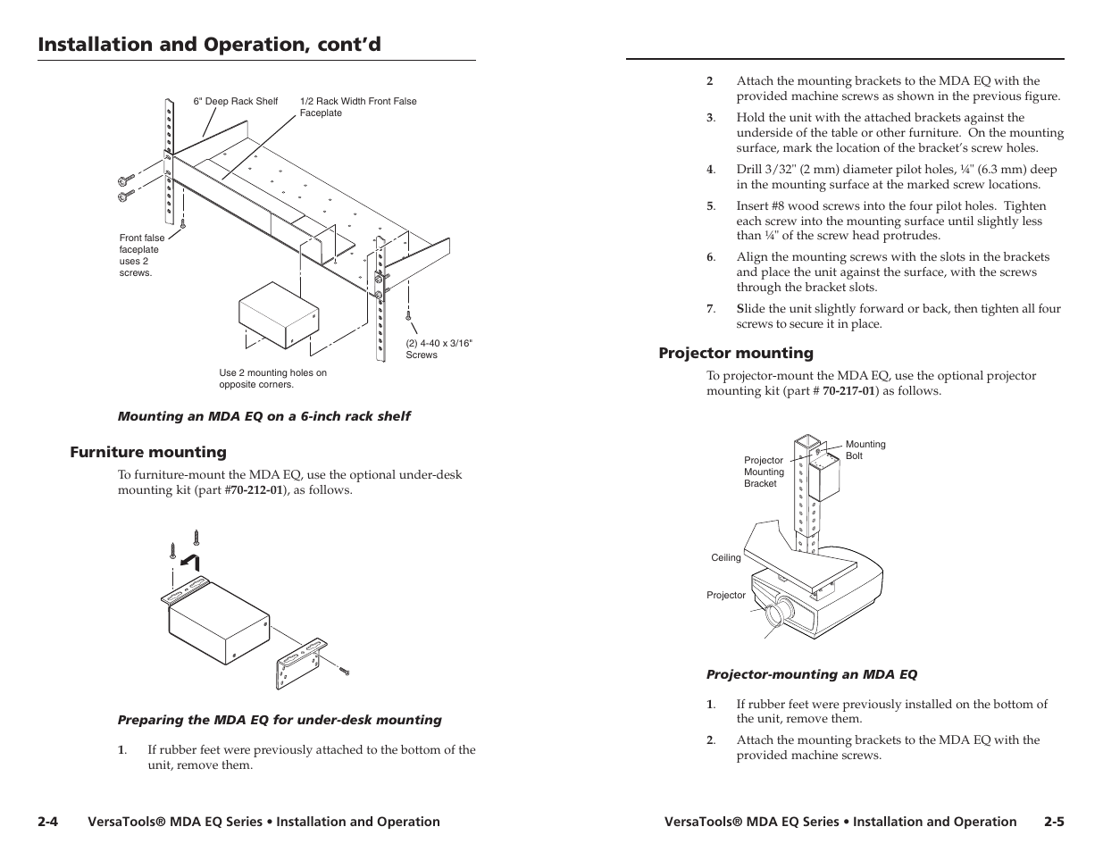 Installation and operation, cont’d | Extron electronic MDA 2V EQ User Manual | Page 9 / 14