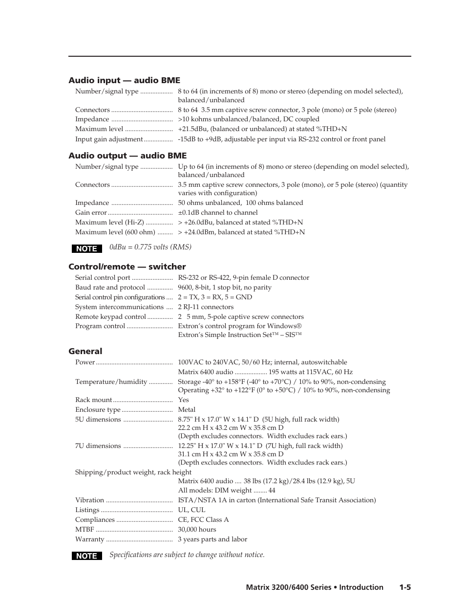 Extron electronic 6400s User Manual | Page 11 / 70