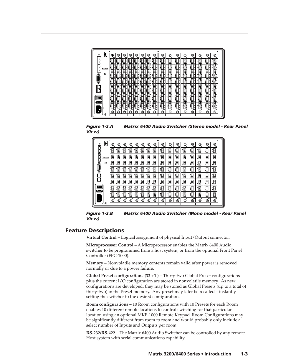 Feature descriptions | Extron electronic 6400s User Manual | Page 9 / 70