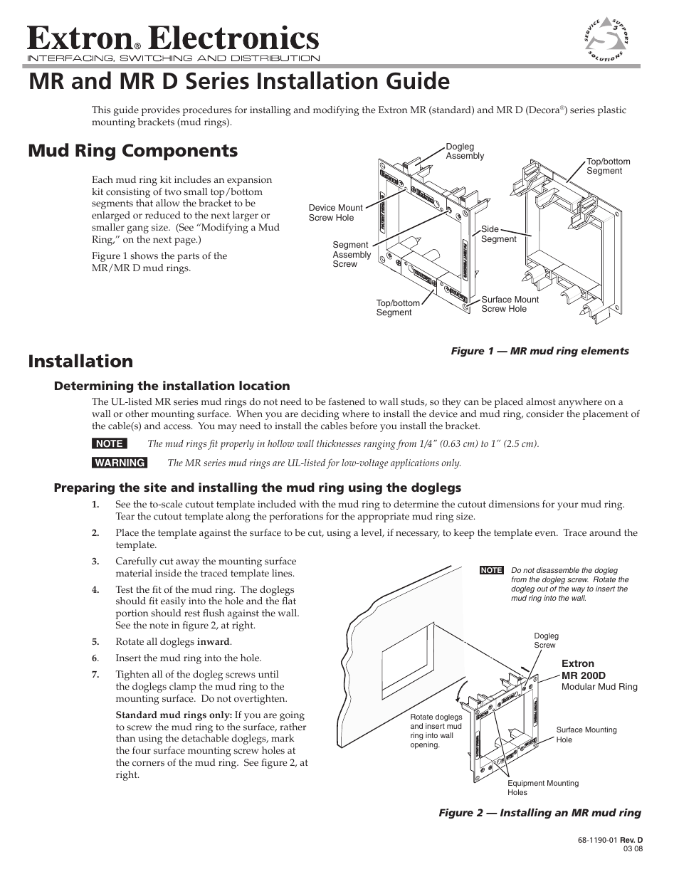 Extron Electronics MR and MR D Series User Manual | 2 pages