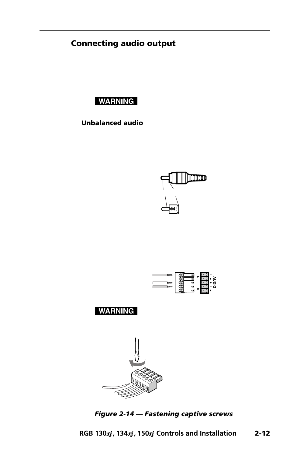 Connecting audio output | Extron Electronics RGB 150x User Manual | Page 19 / 38