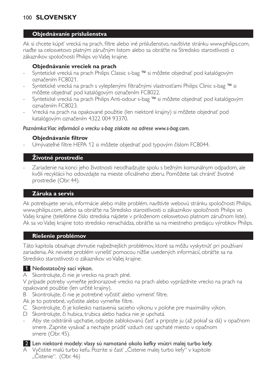 Philips FC8913 User Manual | Page 100 / 140