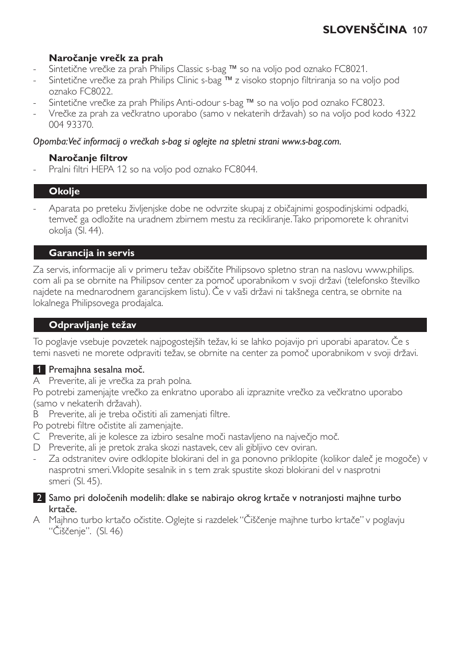 Philips FC8913 User Manual | Page 107 / 140