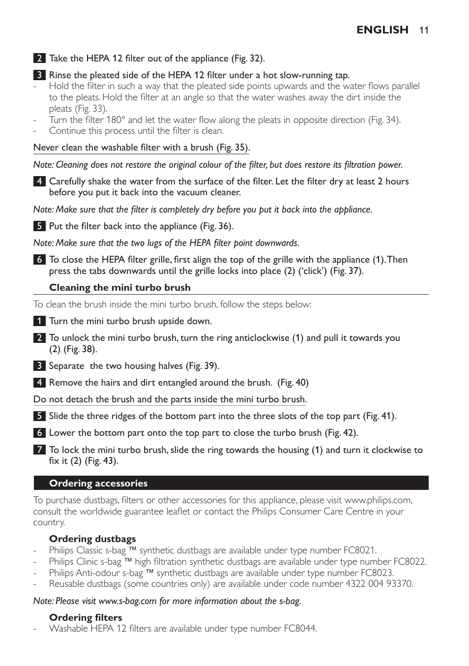 Philips FC8913 User Manual | Page 11 / 140
