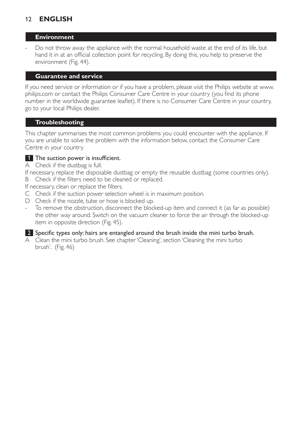 Philips FC8913 User Manual | Page 12 / 140