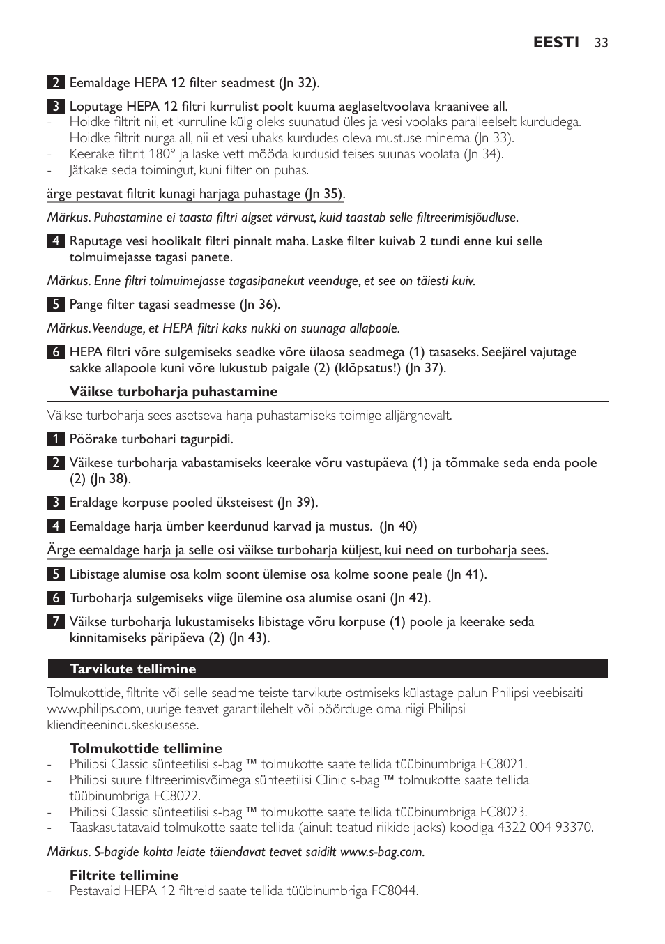 Philips FC8913 User Manual | Page 33 / 140