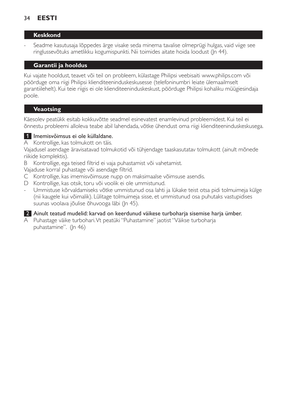 Philips FC8913 User Manual | Page 34 / 140