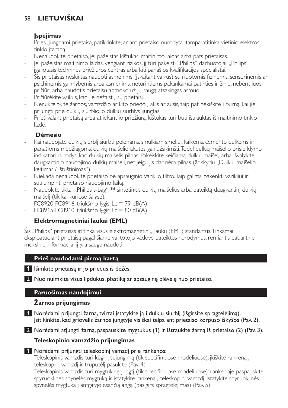 Philips FC8913 User Manual | Page 58 / 140