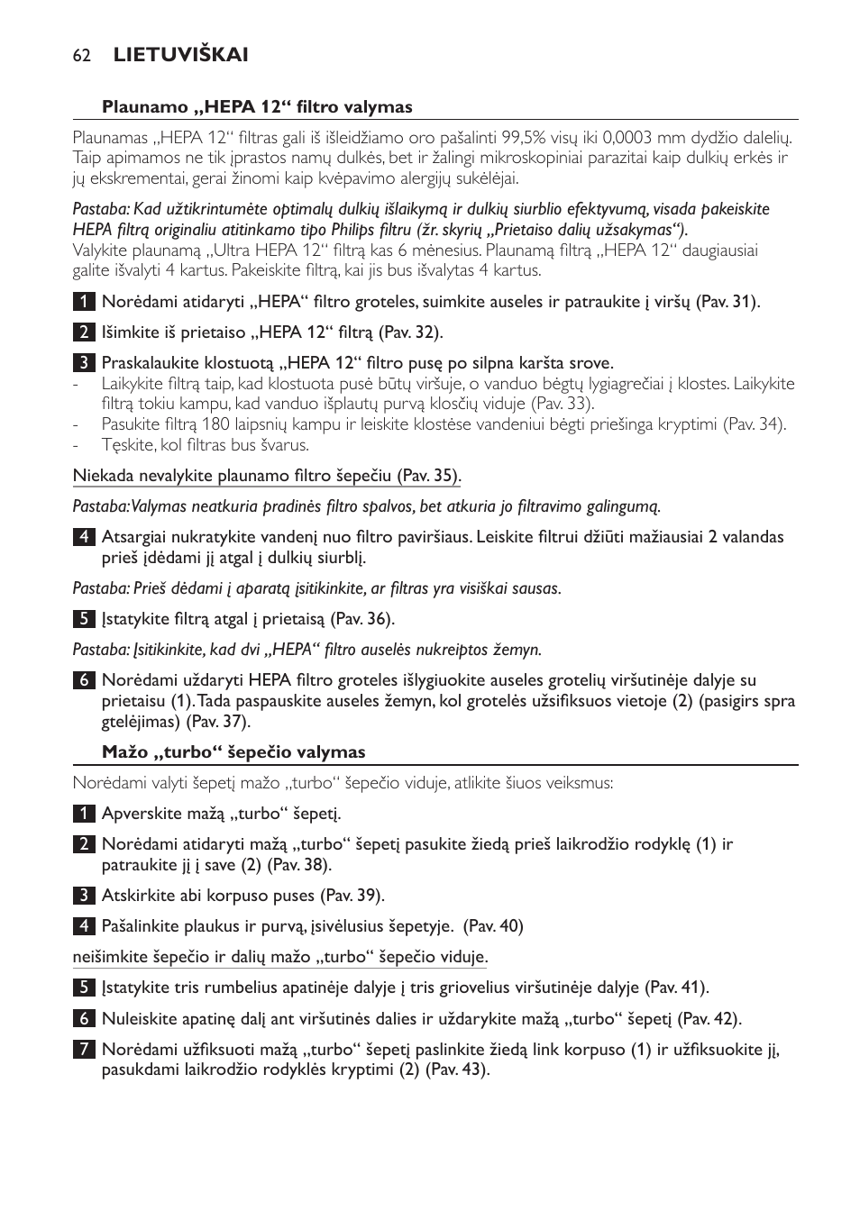 Philips FC8913 User Manual | Page 62 / 140