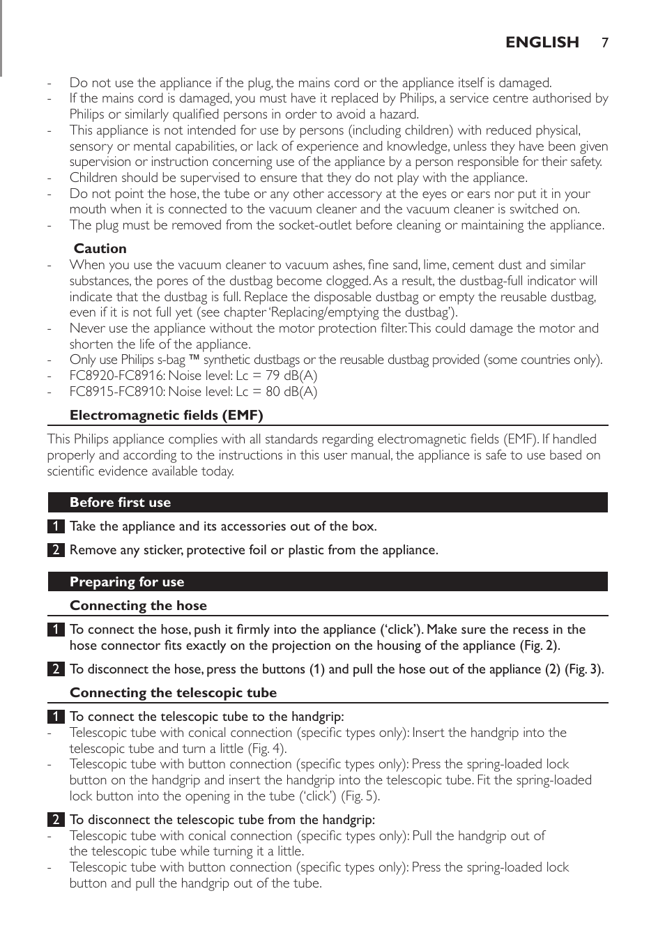 Philips FC8913 User Manual | Page 7 / 140