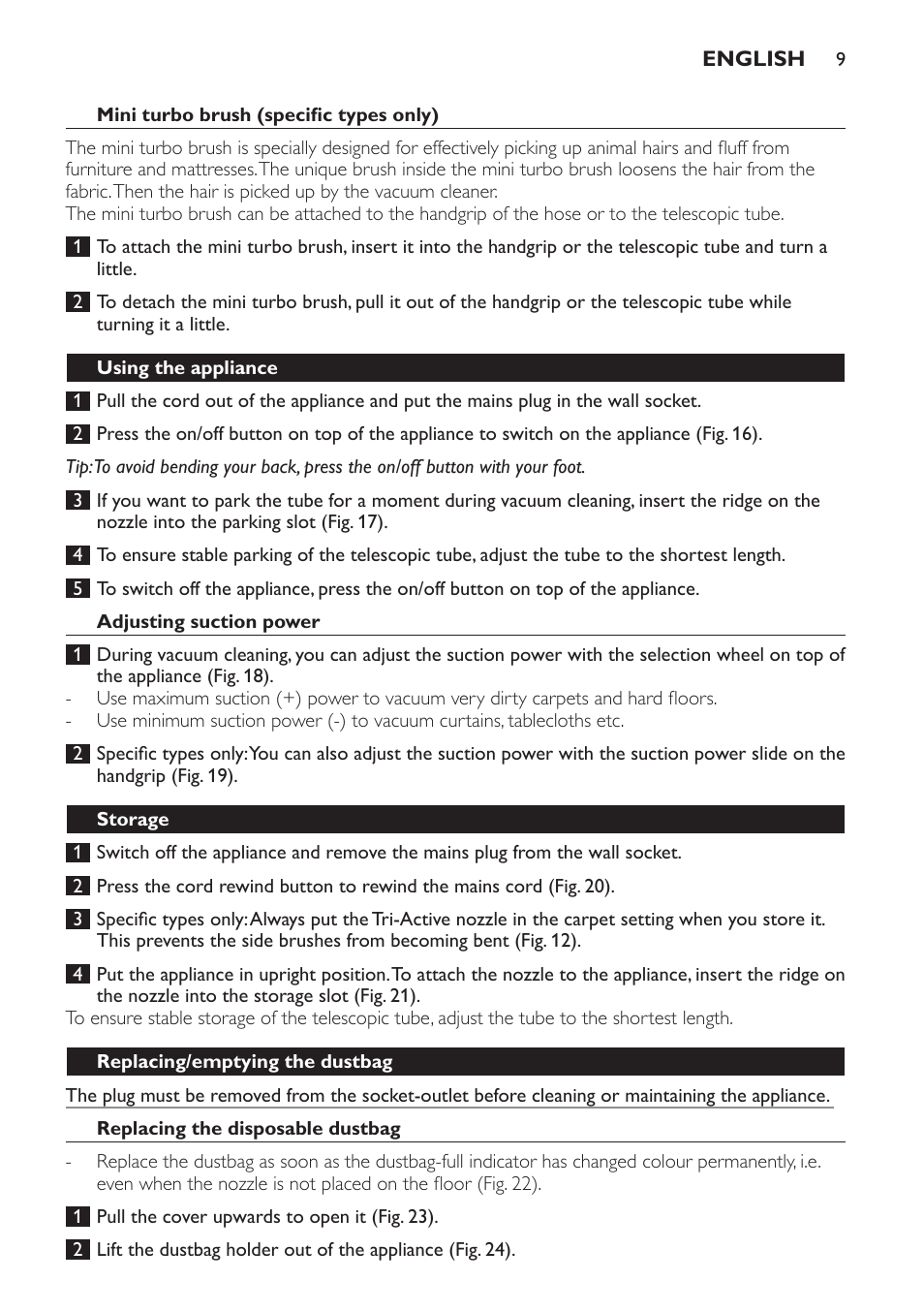 Philips FC8913 User Manual | Page 9 / 140
