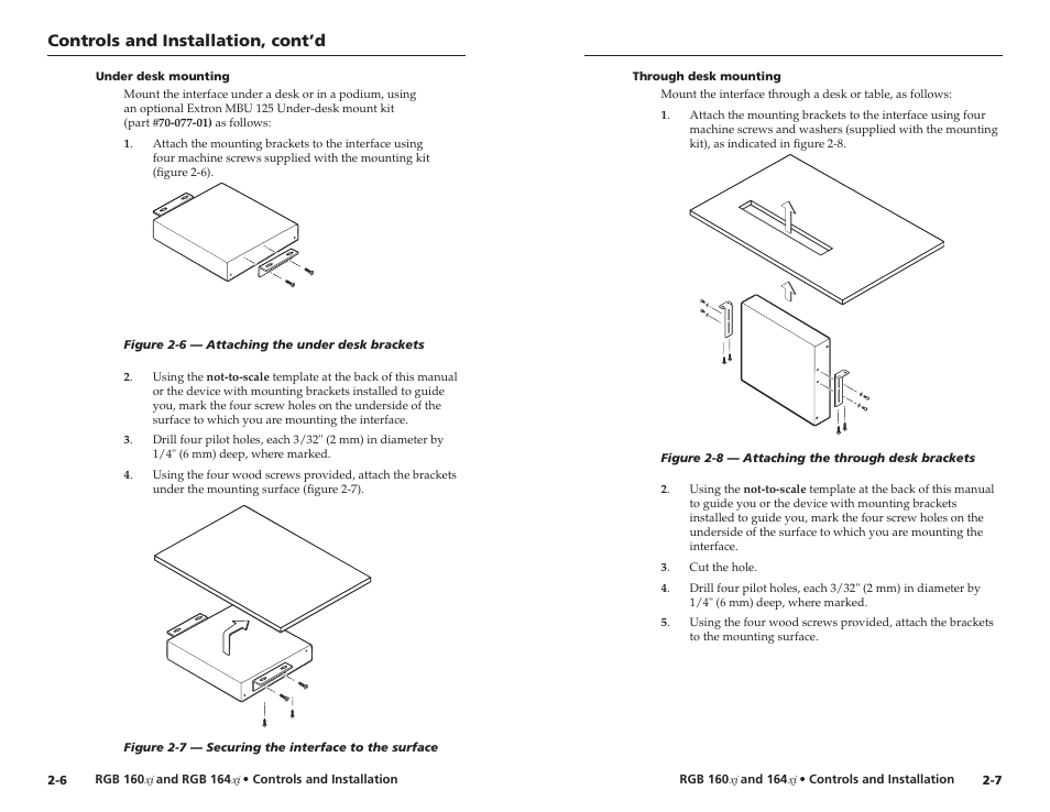 Controls and installation, cont’d | Extron Electronics RGB 160 User Manual | Page 8 / 17