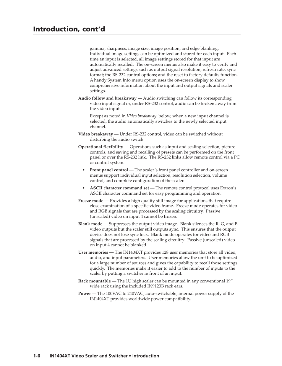 Introduction, cont’d | Extron electronic IN1404XT User Manual | Page 12 / 82