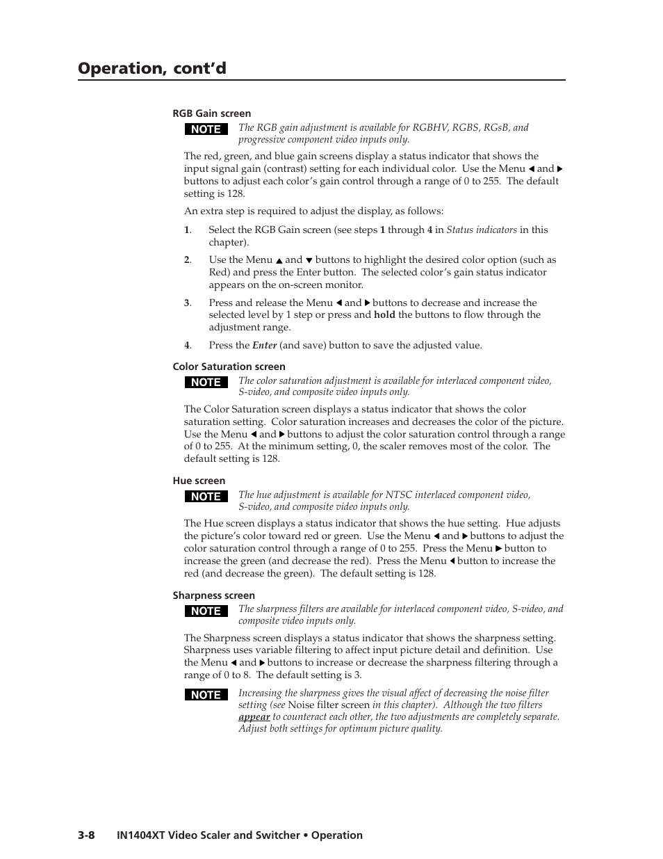 Operation, cont’d | Extron electronic IN1404XT User Manual | Page 28 / 82