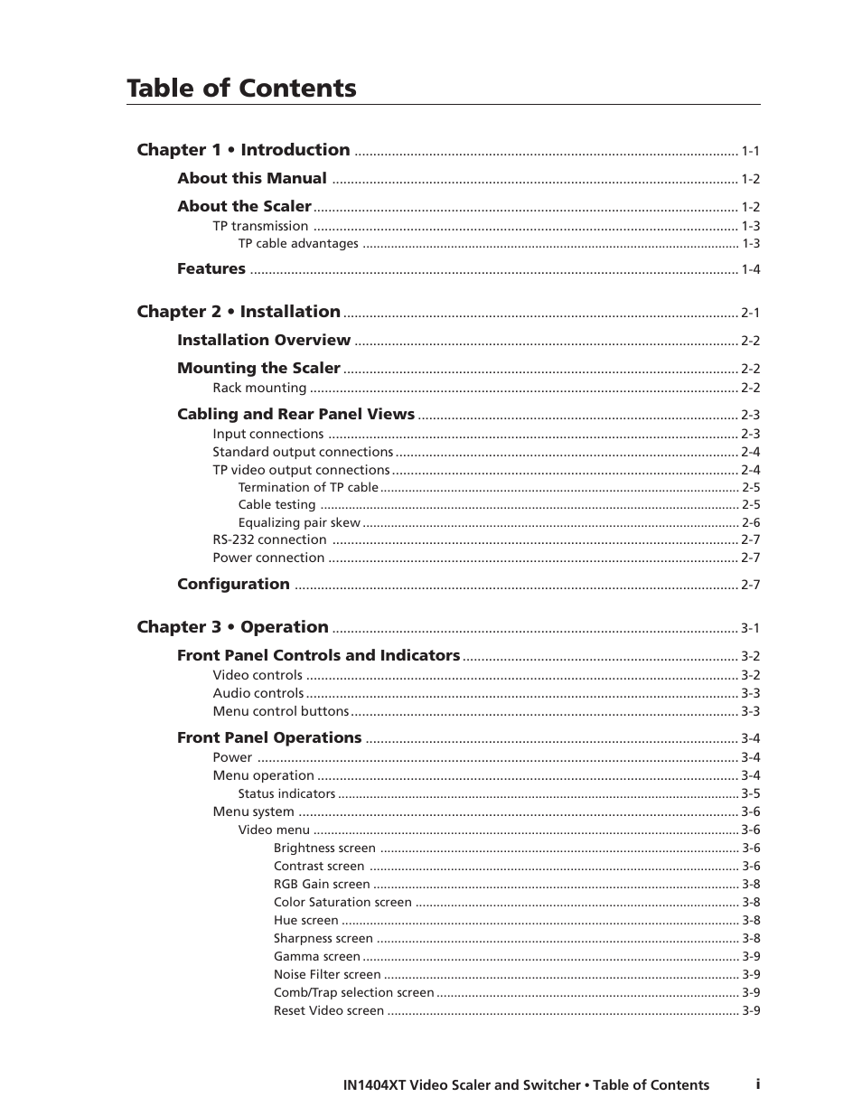 Extron electronic IN1404XT User Manual | Page 3 / 82