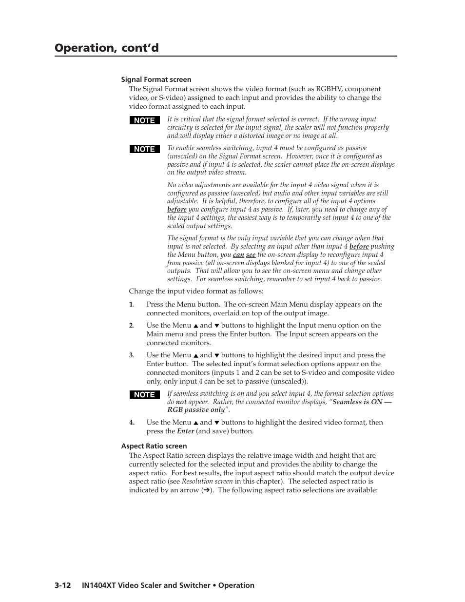 Operation, cont’d | Extron electronic IN1404XT User Manual | Page 32 / 82