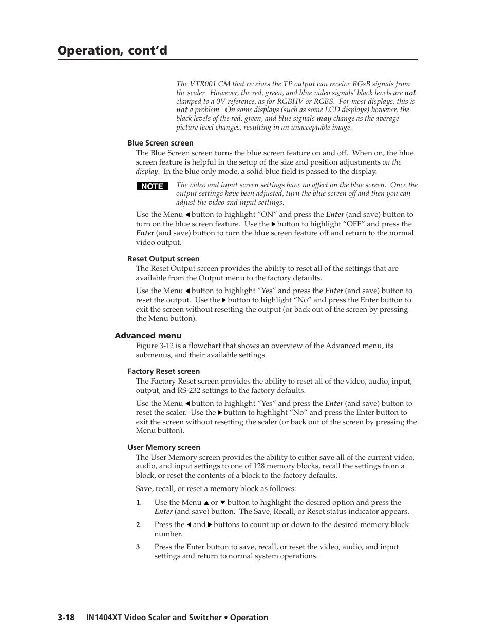 Operation, cont’d | Extron electronic IN1404XT User Manual | Page 38 / 82