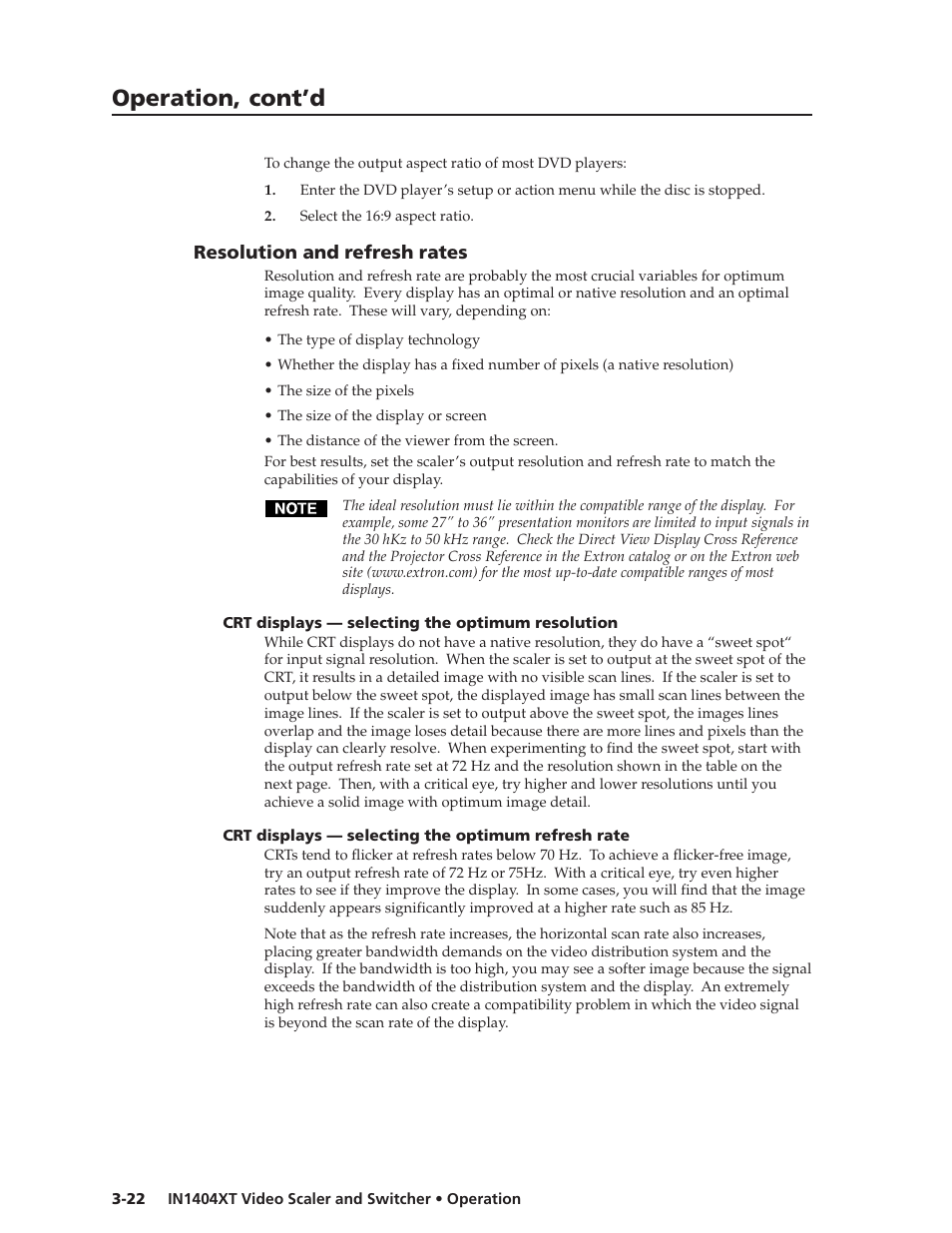 Operation, cont’d | Extron electronic IN1404XT User Manual | Page 42 / 82