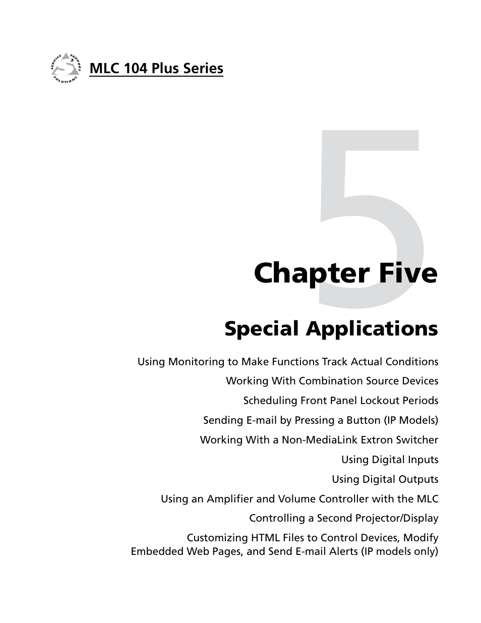 Ch. 5: special applications, Chapter five • special applications | Extron Electronics MLC 104 Plus Series User Manual | Page 105 / 188