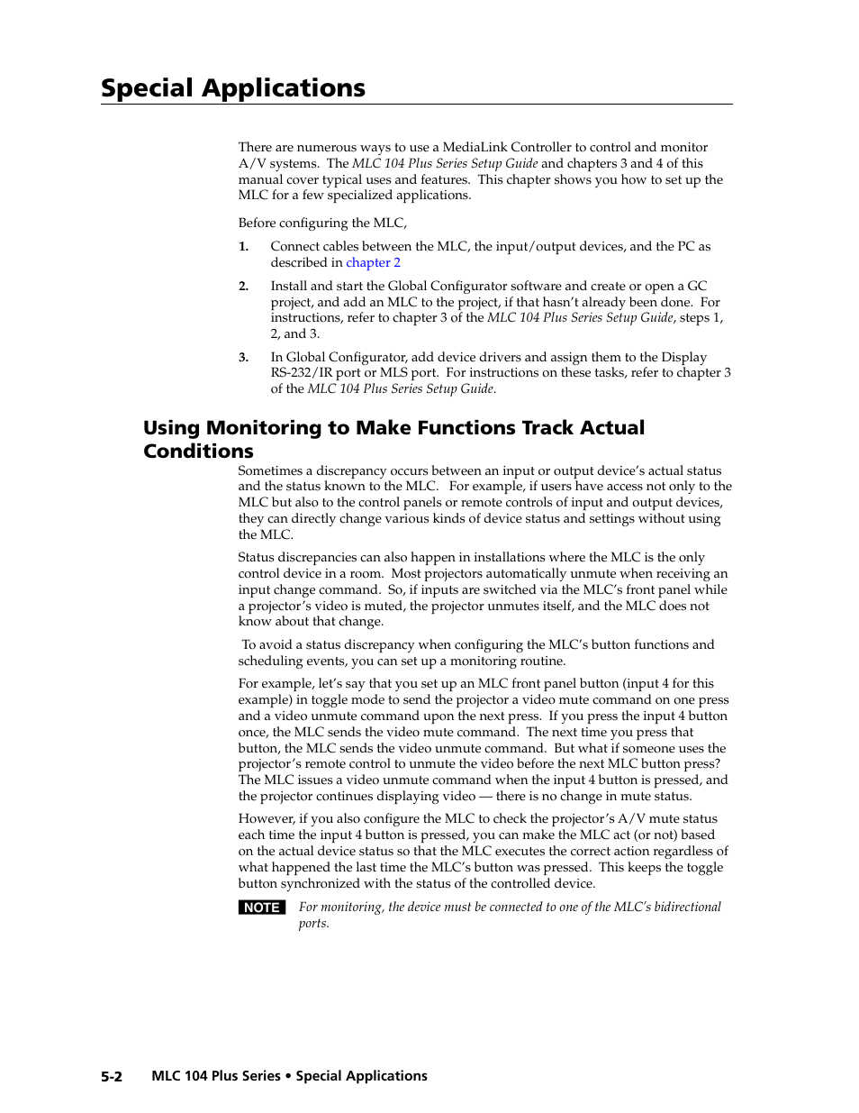 Preliminar y, Special applications | Extron Electronics MLC 104 Plus Series User Manual | Page 106 / 188