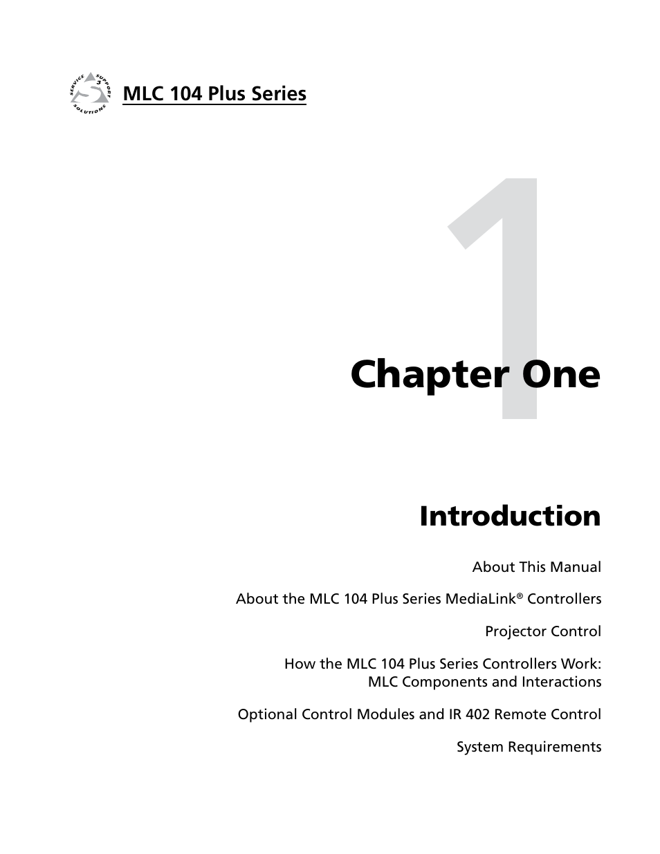 Ch. 1: introduction, Chapter one • introduction | Extron Electronics MLC 104 Plus Series User Manual | Page 11 / 188