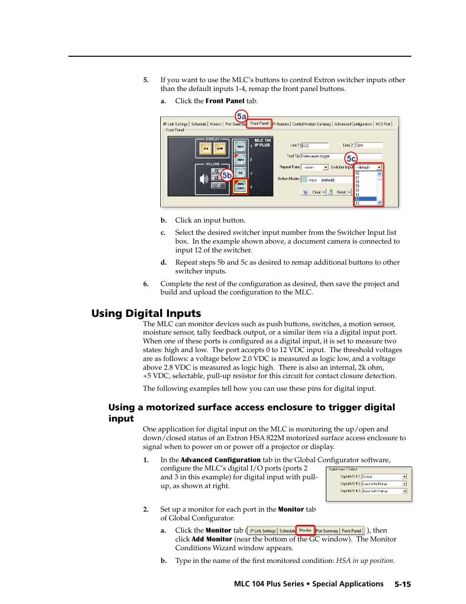 Using digital inputs, Preliminar y | Extron Electronics MLC 104 Plus Series User Manual | Page 119 / 188