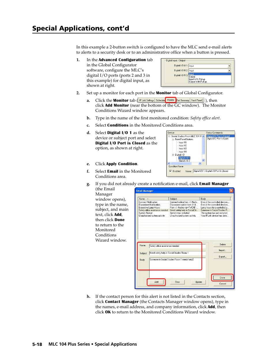 Preliminar y, Special applications, cont’d | Extron Electronics MLC 104 Plus Series User Manual | Page 122 / 188
