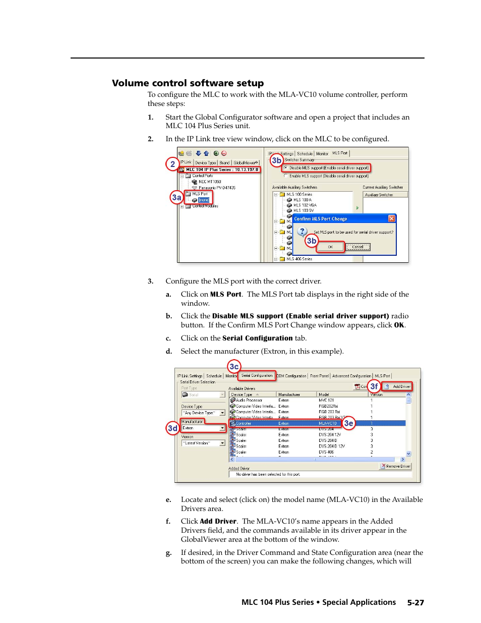 Volume control software setup, Volume control software setup -27, Preliminar y | Extron Electronics MLC 104 Plus Series User Manual | Page 131 / 188