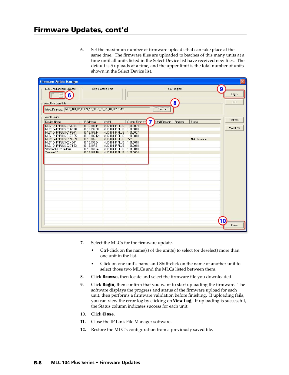 Preliminar y, Firmware updates, cont’d | Extron Electronics MLC 104 Plus Series User Manual | Page 178 / 188