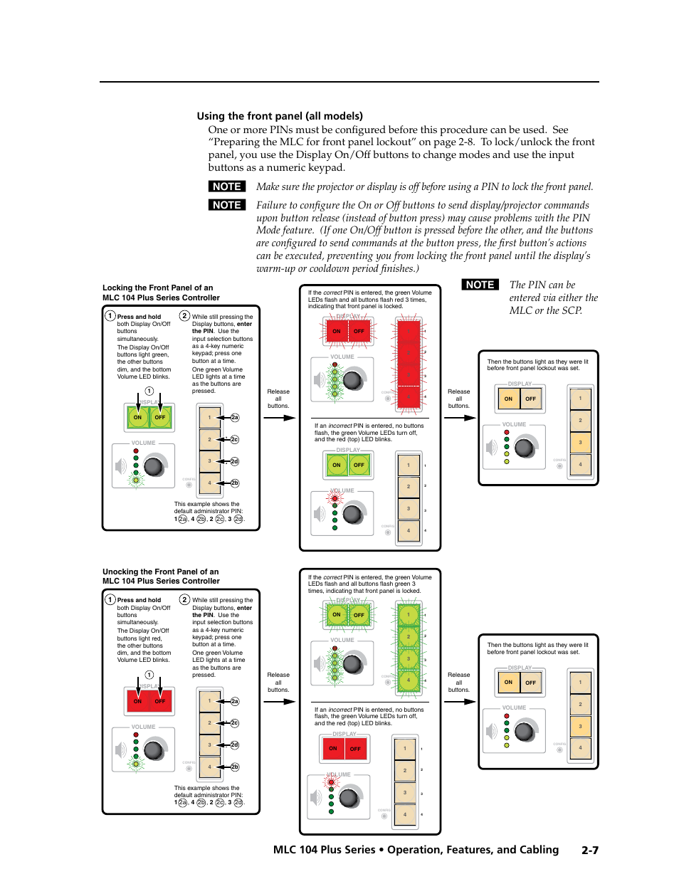 Using the front panel (all models), Using the front panel (all models) -7, Preliminar y | Extron Electronics MLC 104 Plus Series User Manual | Page 23 / 188