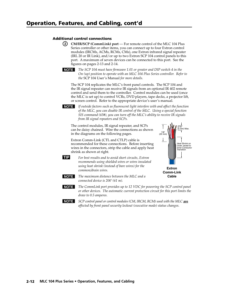 Additional control connections, Additional control connections -12, Preliminar y | Operation, features, and cabling, cont’d | Extron Electronics MLC 104 Plus Series User Manual | Page 28 / 188