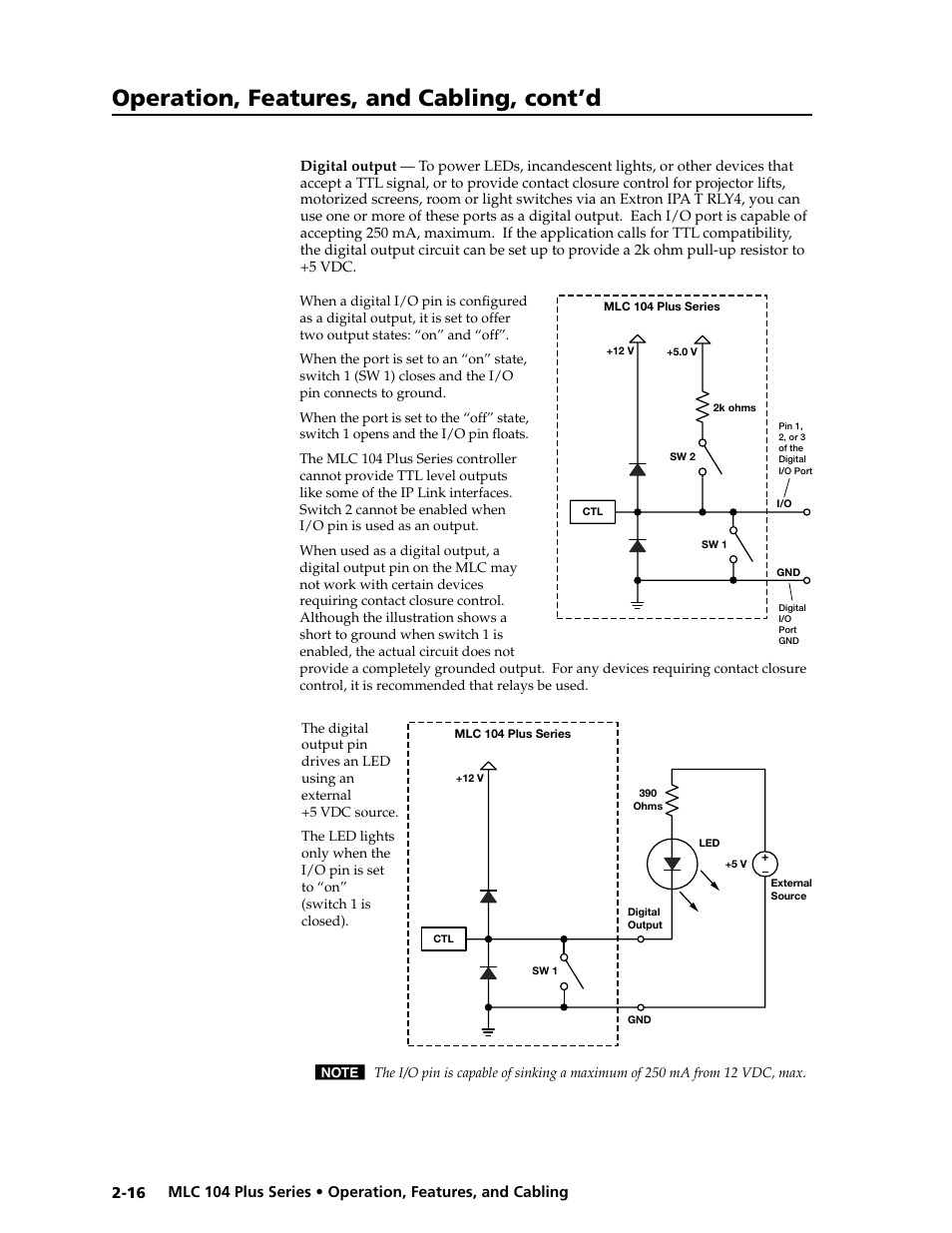 Preliminar y, Operation, features, and cabling, cont’d | Extron Electronics MLC 104 Plus Series User Manual | Page 32 / 188