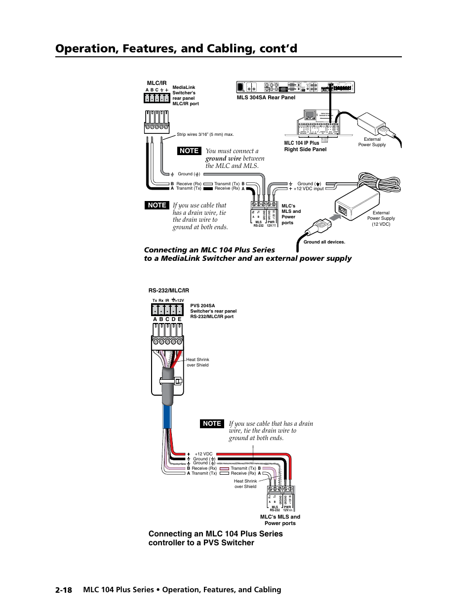 Preliminar y, Operation, features, and cabling, cont’d | Extron Electronics MLC 104 Plus Series User Manual | Page 34 / 188