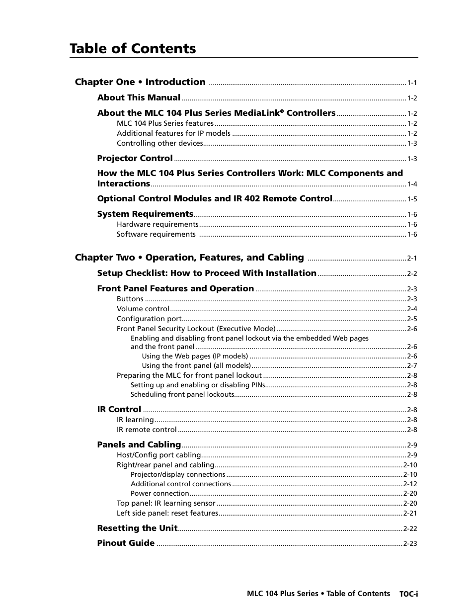 Extron Electronics MLC 104 Plus Series User Manual | Page 5 / 188