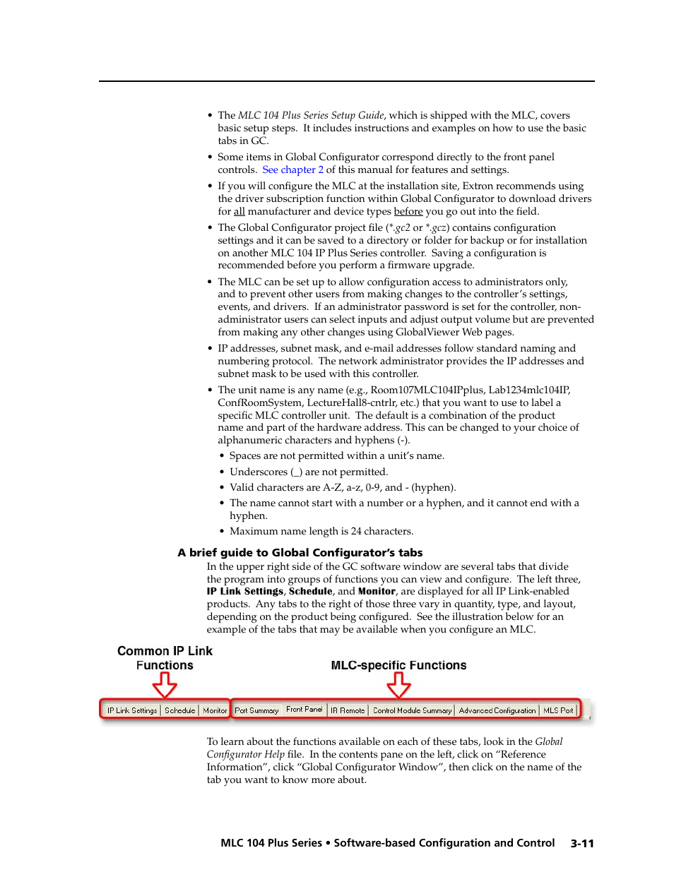 A brief guide to global configurator’s tabs, A brief guide to global configurator’s tabs -11, Preliminar y | Extron Electronics MLC 104 Plus Series User Manual | Page 51 / 188