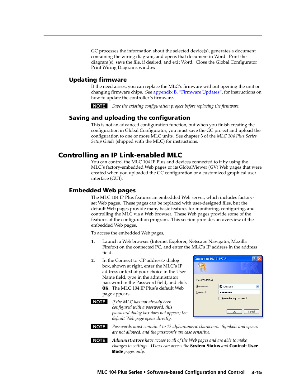 Updating firmware, Saving and uploading the configuration, Controlling an ip link-enabled mlc | Preliminar y | Extron Electronics MLC 104 Plus Series User Manual | Page 55 / 188