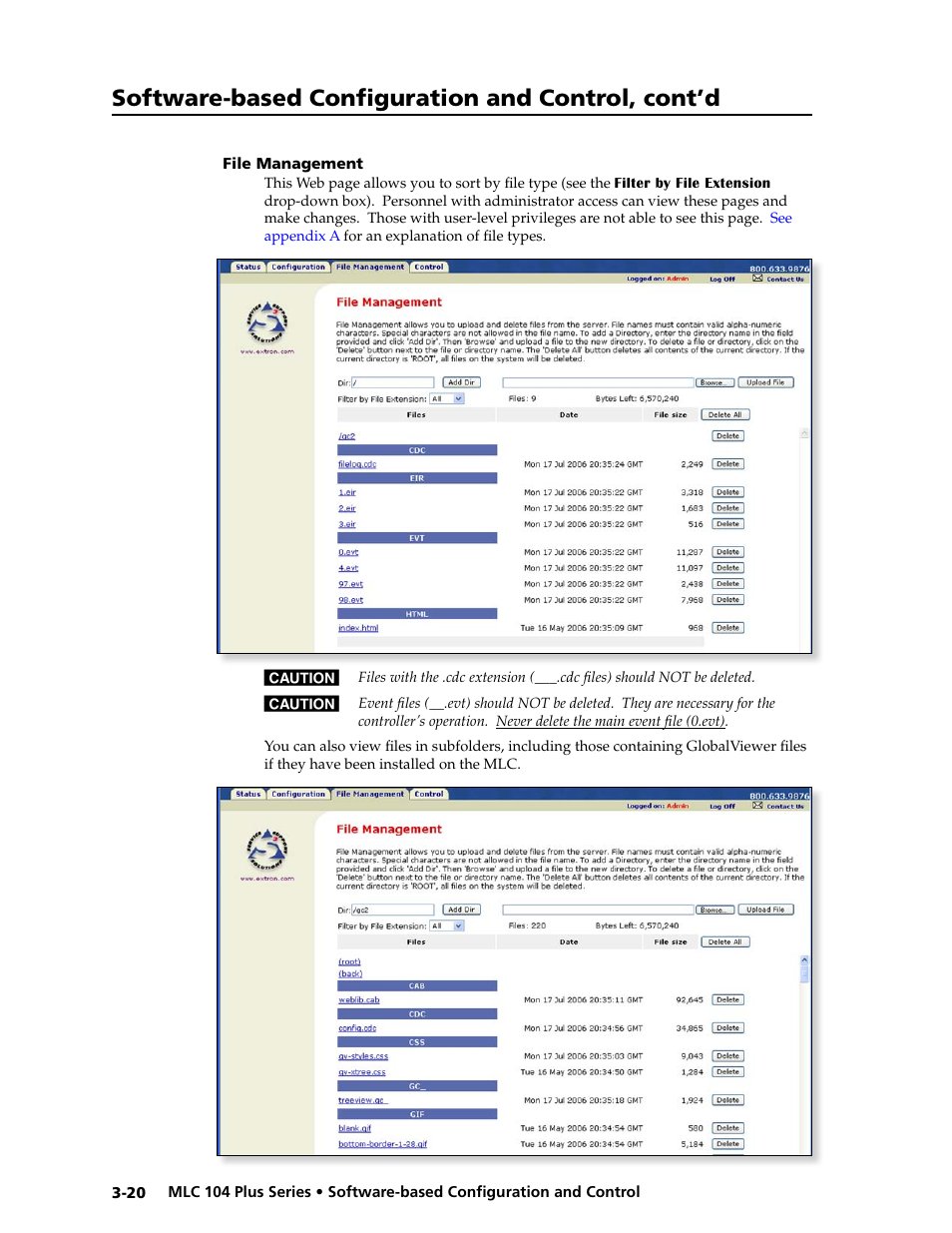 File management, File management -20, Preliminar y | Software-based configuration and control, cont’d | Extron Electronics MLC 104 Plus Series User Manual | Page 60 / 188