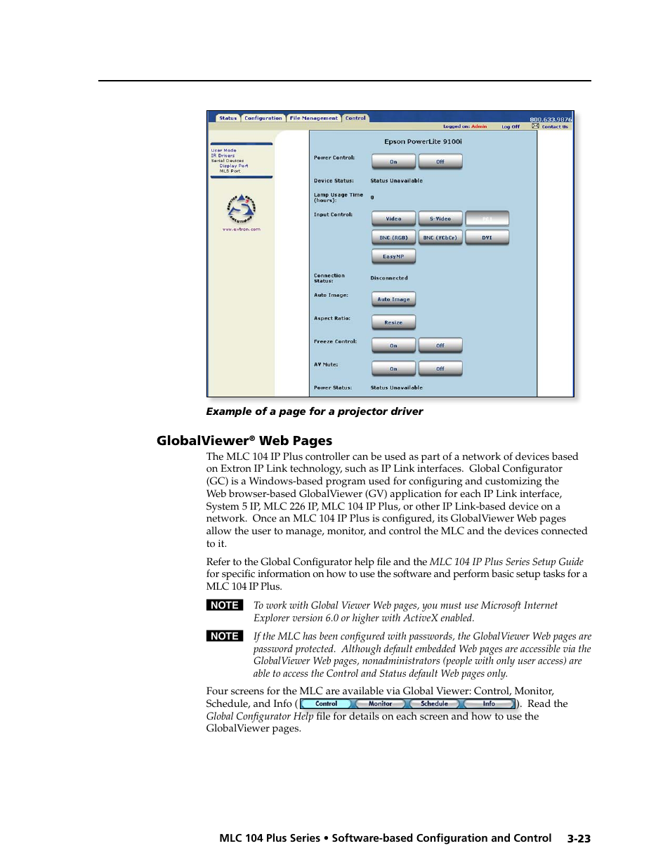 Globalviewer, Preliminar y | Extron Electronics MLC 104 Plus Series User Manual | Page 63 / 188