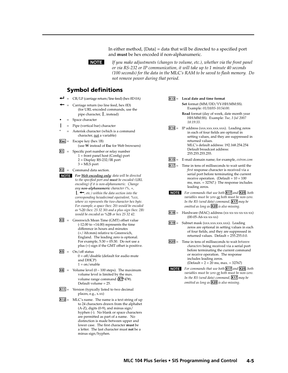 Symbol definitions, Symbol definitions -5, Preliminar y | Extron Electronics MLC 104 Plus Series User Manual | Page 69 / 188