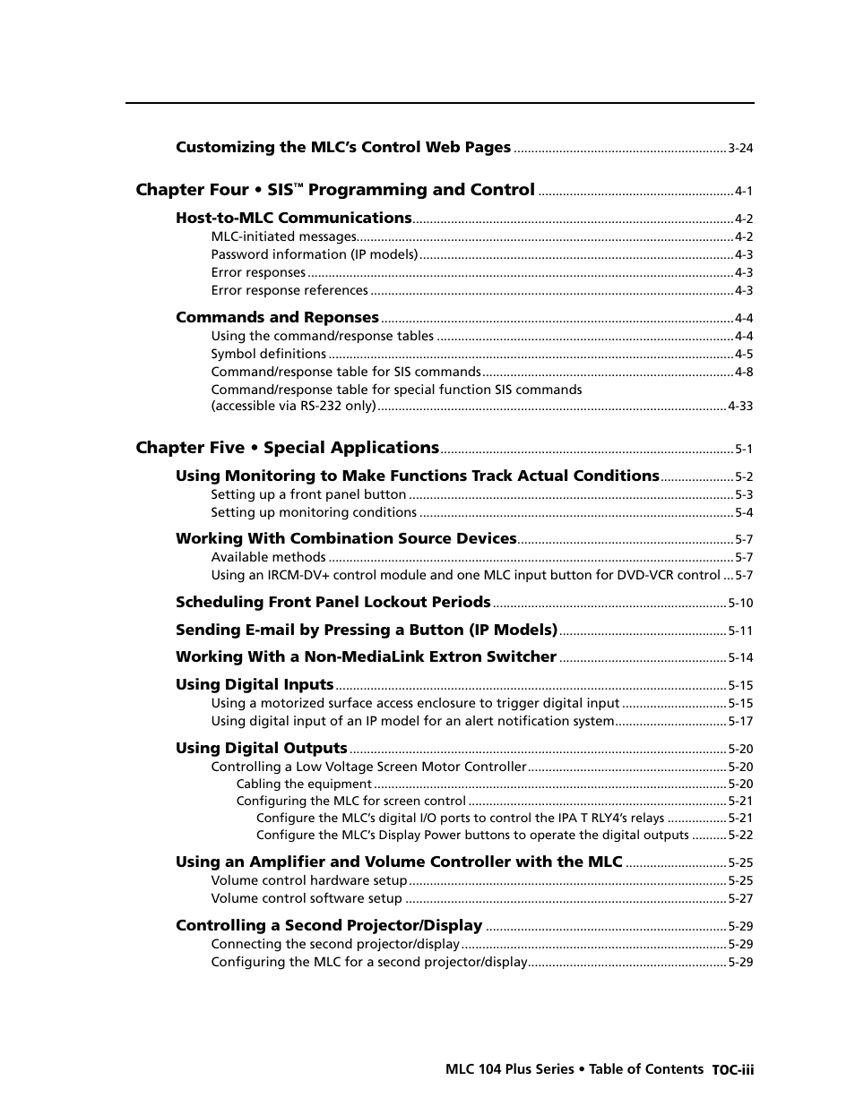 Preliminar y | Extron Electronics MLC 104 Plus Series User Manual | Page 7 / 188
