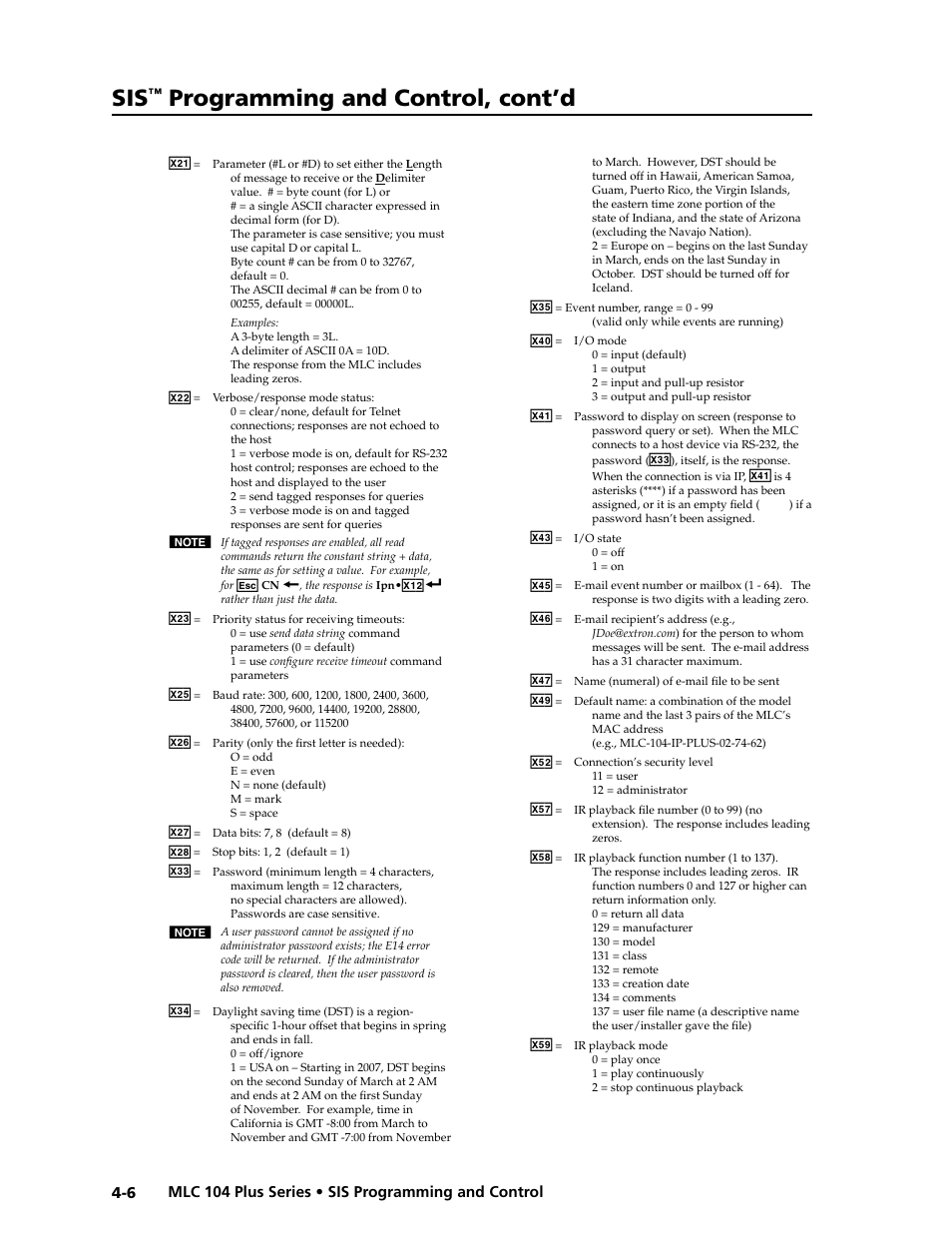 Preliminar y, Programming and control, cont’d | Extron Electronics MLC 104 Plus Series User Manual | Page 70 / 188
